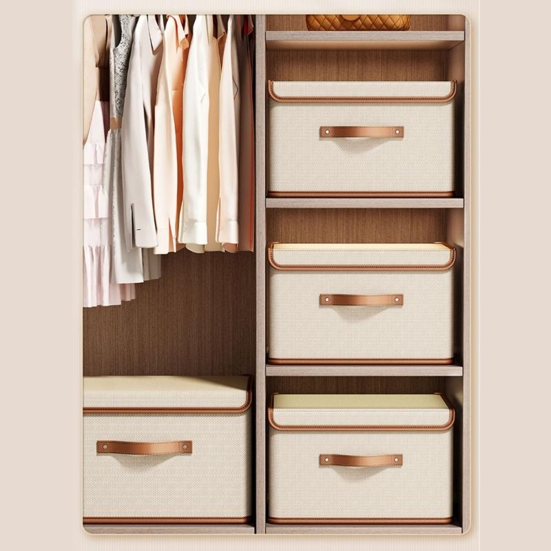Large Foldable Fabric Organiser Box with Cover Container For Seasonal Clothing Blankets Household Items