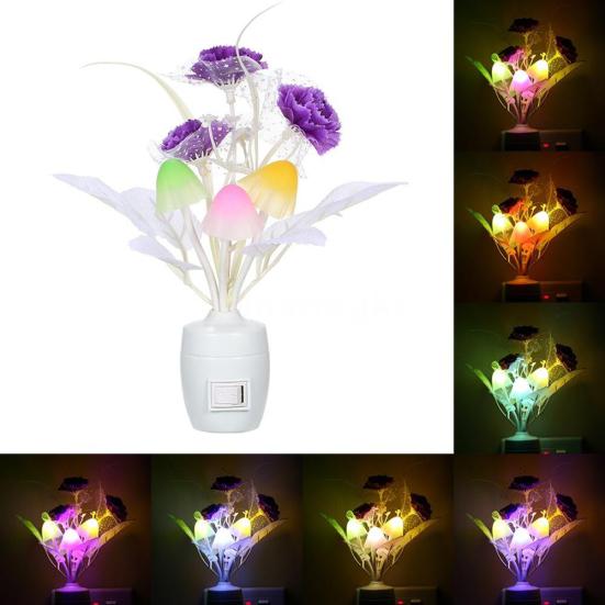 LED Flower Vase Wall Plug-in Potted Sensor Light Color Changing Night Lamp Decor