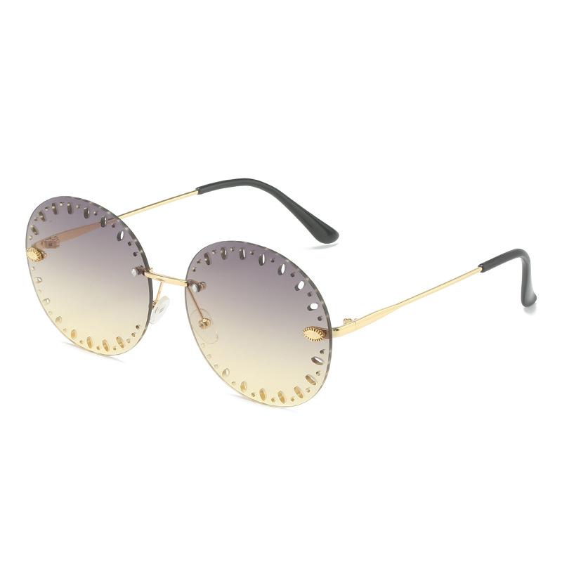 Round Rimless Sunglasses, Personalized Hollow Round Frame Glasses, Sunglasses For Women