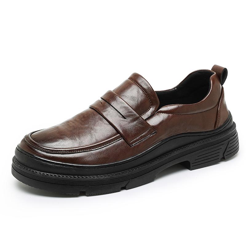 

2024 Новые мужские черные кожаные туфли без застежек, мягкие нескользящие туфли для вождения, мужские весенние мокасины, туфли на плоской подошве для торжественной одежды 44 коричневый