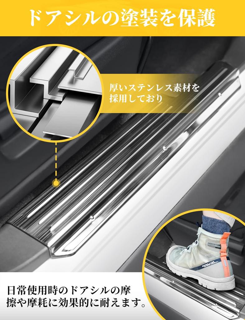 AMWMORV Jimny Nomad JC74W Side Stainless Scratch and Stain Tape Easy 4 Pieces Steps, Steel, Resistant, Double-Sided Included, Installation, (Black)