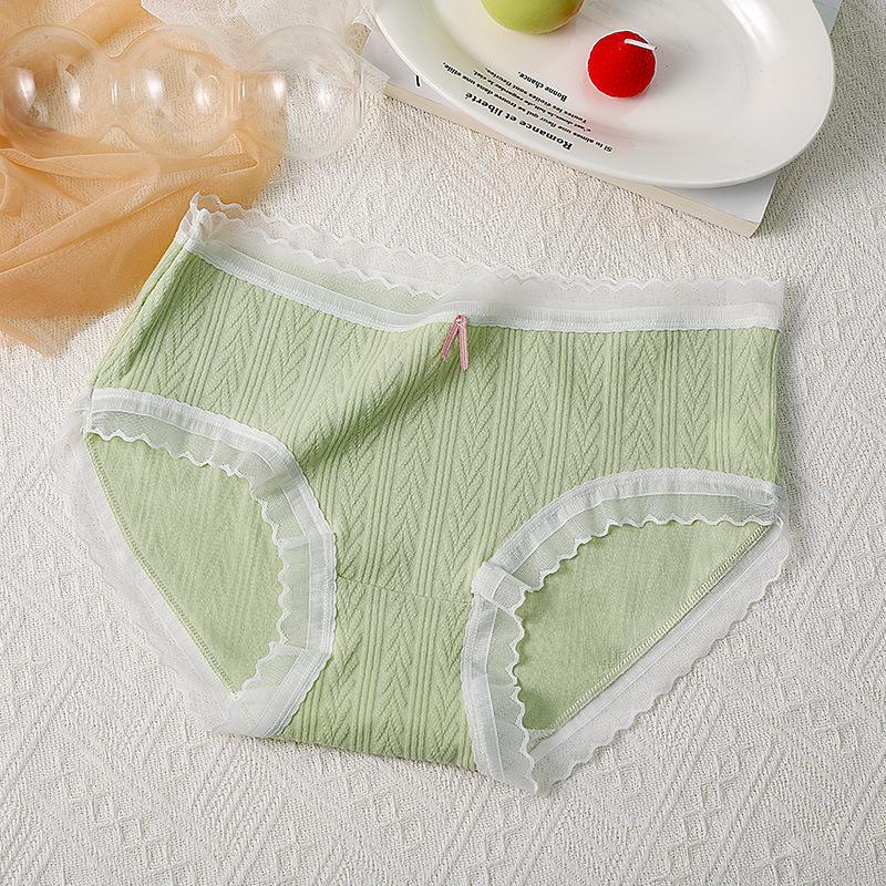 Antibacterial Pure Cotton Panties Jacquard Mid Waist Comfortable Triangle Women’s Panties