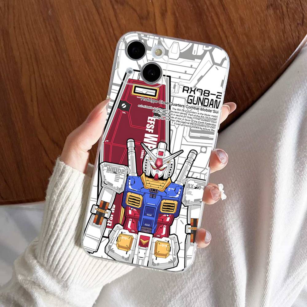 Cartoon G-Gundams Transparent Phone Case For IPhone 16 15 14 13 12 11 Pro Max Plus Soft Cover