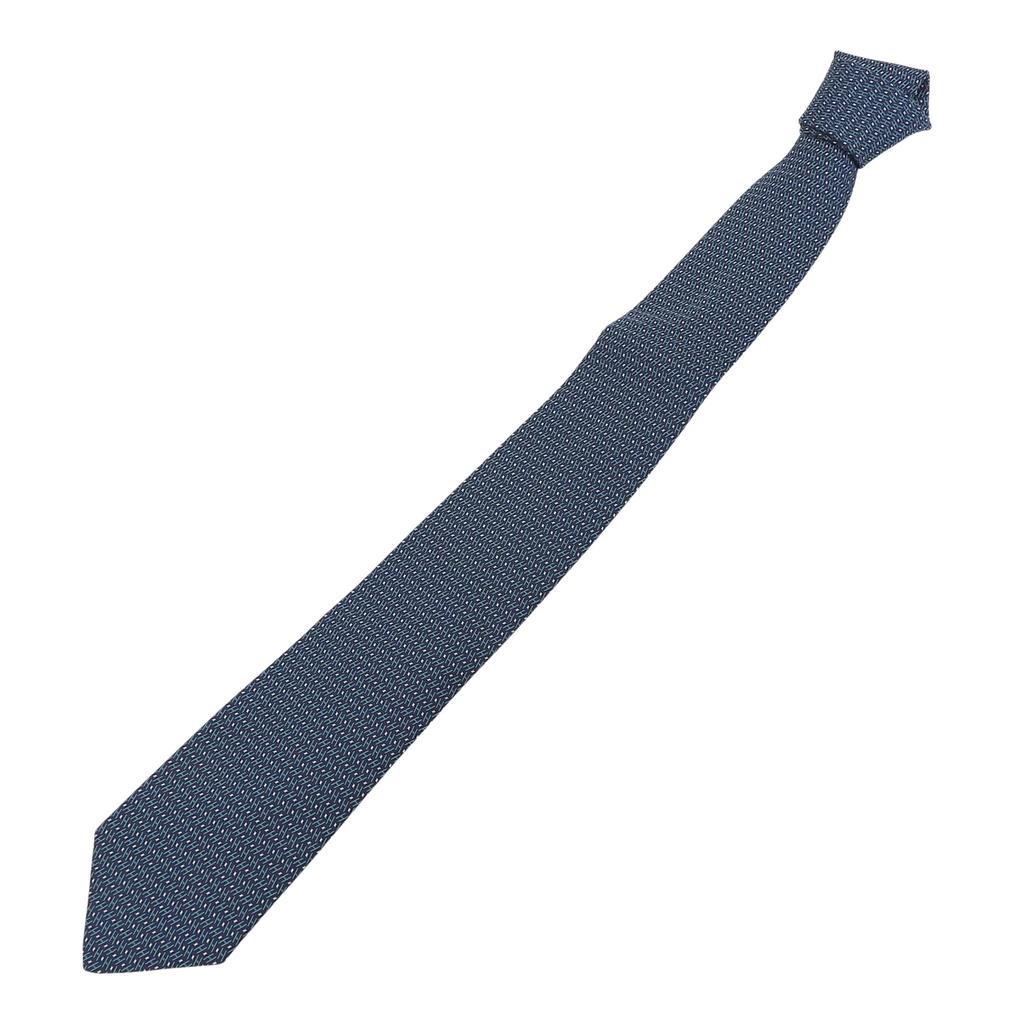 Pristine HERMES Tie H Logo Total Pattern Green Silk Mens 659254T Used