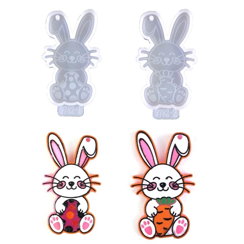 Niedlicher Osterhase Schlüsselanhänger Silikonform Individualisierter Hasen Schlüsselanhänger Resinform Großartig für DIY-Projekte zum Osterthema