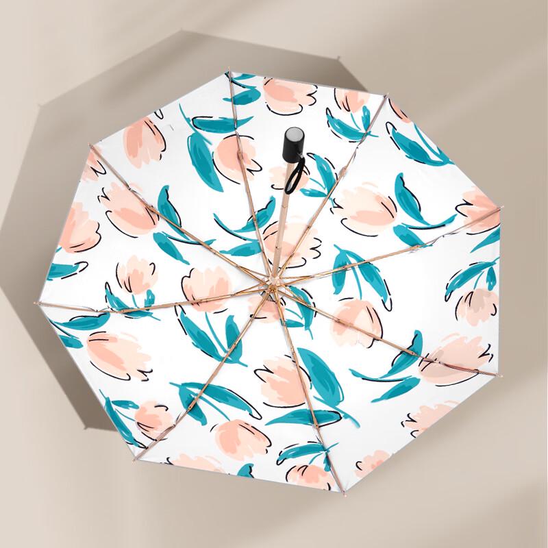 Mido Tulip White UV Protection Folding Umbrella