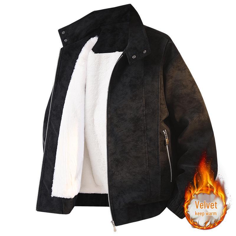 

2025 Men s Trendy American Retro Warm Casual Loose Jacket M