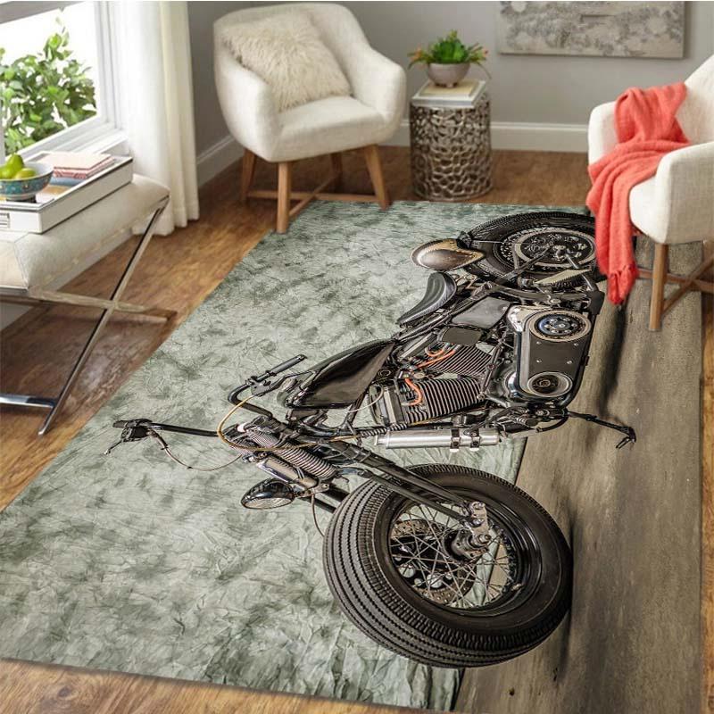 Retro Motorcycle Area Rug Carpet Moto Fans Non-slip Large Door Step Mat Bathmat for Living Room Bedroom Entrance Home Decoration