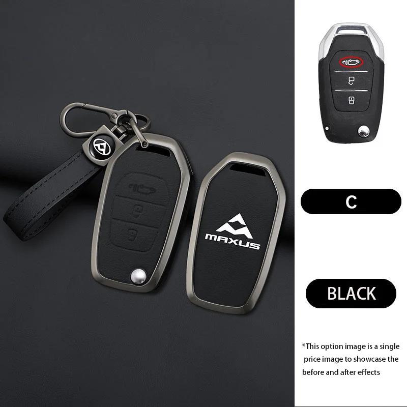 Interior Mouldings Zinc Alloy Leather Car Key Case Cover For SAIC MAXUS T60 Keychain Remote Auto Protection Guard Shell Fob Hold