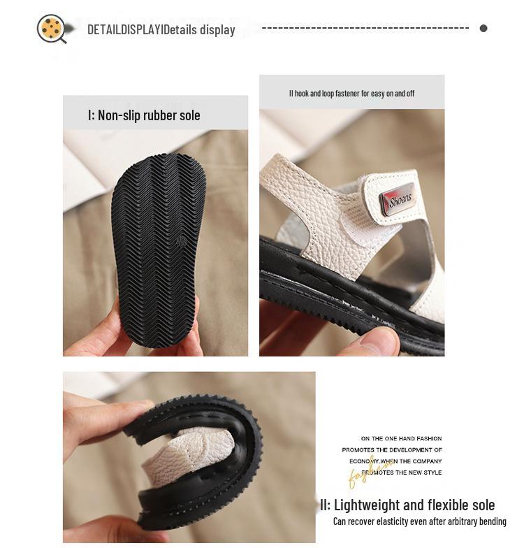 Kids' Non-Slip Soft Sole Leather Sandals for Boys & Girls 1-5 Years