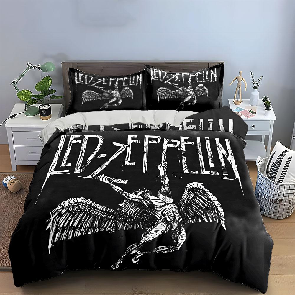 """Set Biancheria da Letto Led Zeppelin Angel" Set Copripiumino Federe  (1 * Copripiumino 2 * Federe, senza piumino)