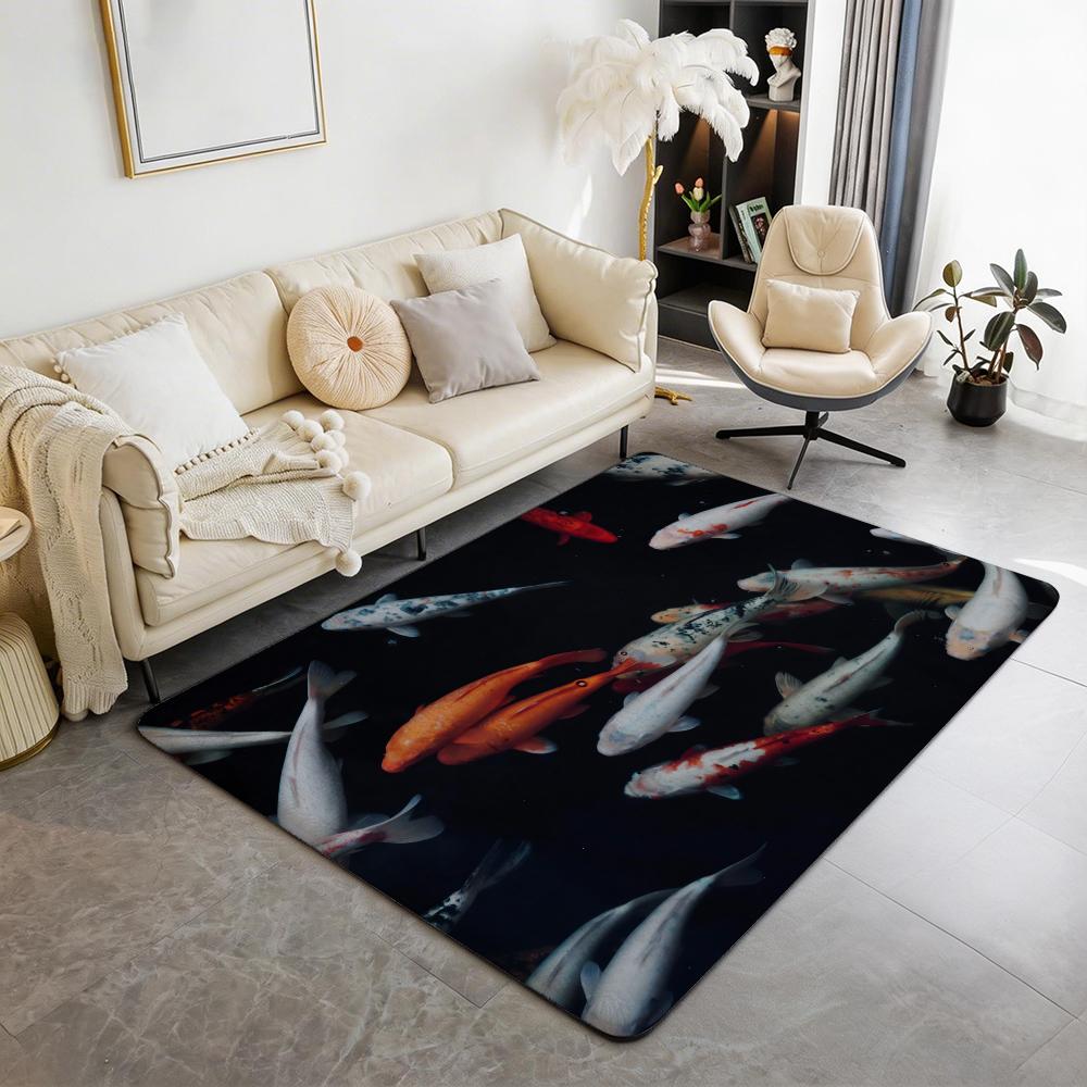 Animal A Koi Floor Mat Eco  Flannel Doormat Non Slip Odorless Indoor Floor Rug Soft Short Plush Home Mat