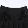 2023 Women High Waist A-Line Mini Skirt Lace Decoration Pleated Printed Punk Style Black Dress Club Party Wear Hot