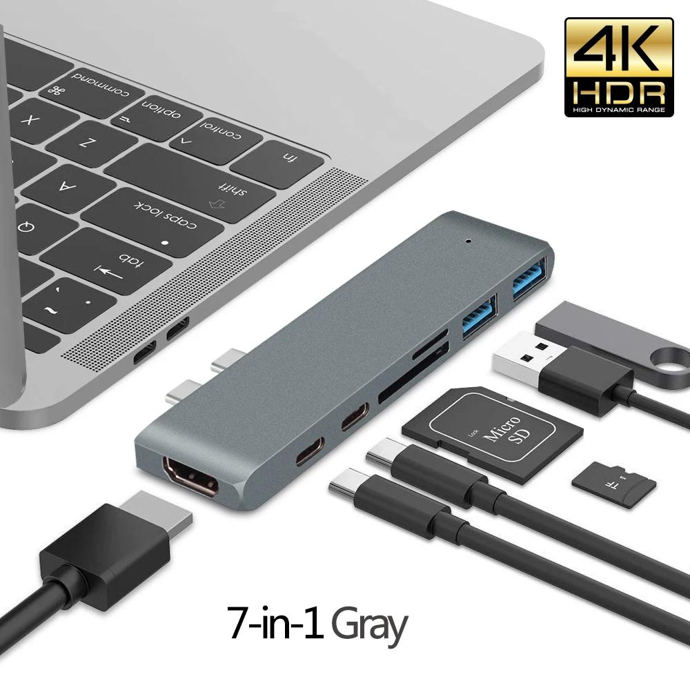USB 3 1 Type C Hub HDMI Adapter 4K Thunderbolt 3 USB C Hub 3 0 TF SD Reader Slot PD Charging for MacBook Air Pro M3 M2 M1 Chip