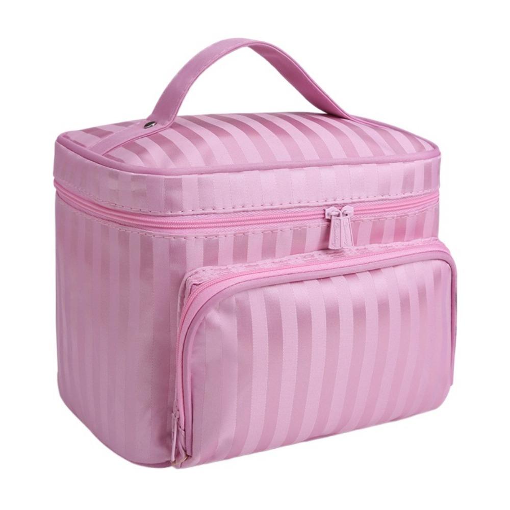 

Hand-held Stripe Cosmetic Bag Waterproof Travel Organizer Portable Toiletry Bag for Home розовый