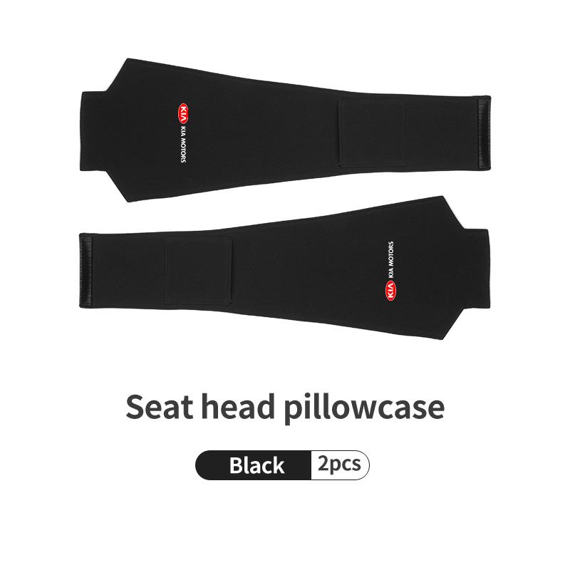 AAAFR1 Car Logo Headrest Cover Suede Perforated Breathable Head Pillowcase Pads For KIA Cerato Proceed Venga Stonic Picanto Sorento