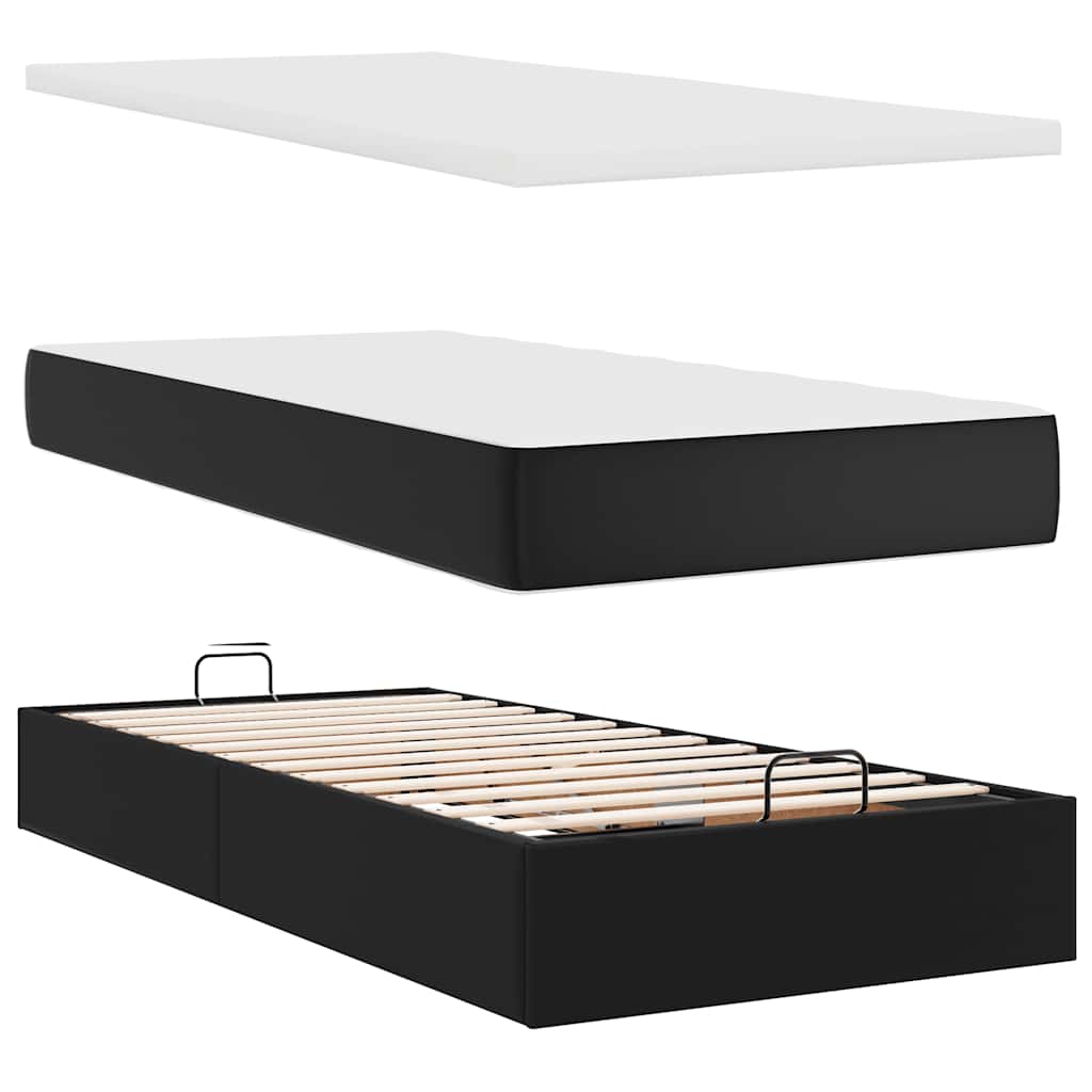 Ottoman Bed with Mattress Black 80x200 Cm Faux Leather