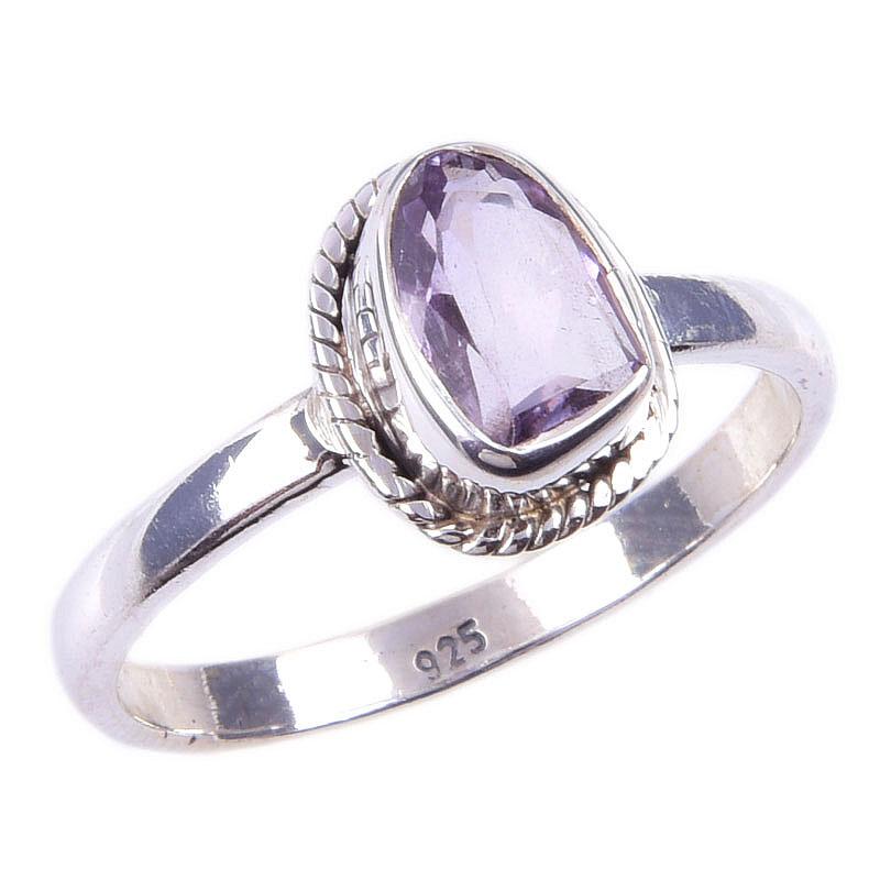 Natural Pink Amethyst Gemstone Handmade 925 Solid Sterling Silver Ring S.9 N8y21