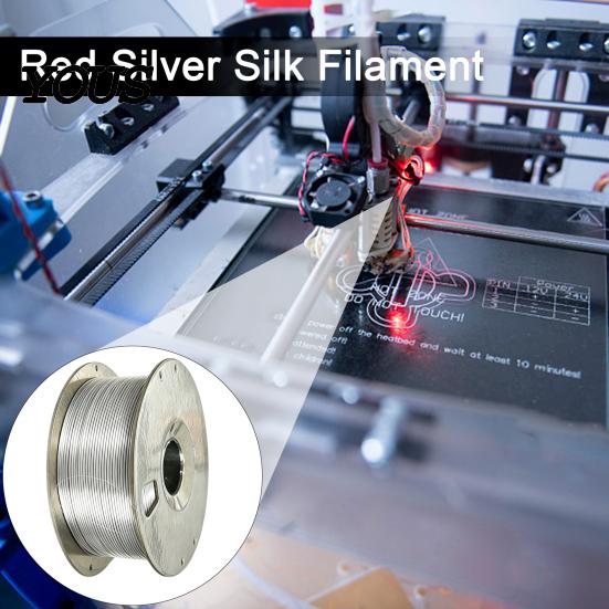 Metallic Silk Filament 1.75mm Silver PLA for 3D Printer, 1kg Spool Beginner Friendly Shiny Filament, Neatly Wound DIY Models Printing