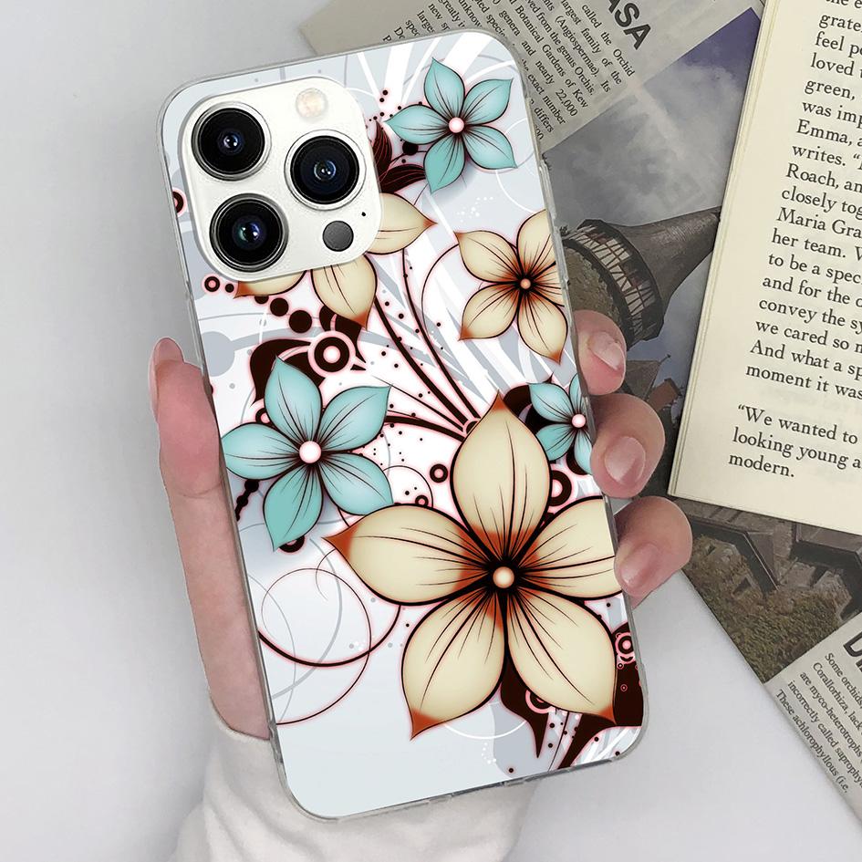 Case Cover For Apple iPhone X XS XR SE 15 14 13 12 11 Pro Max Butterfly Flower Fashion Transparent Matte Shockproof Soft Silicone For iPhone Bumper
