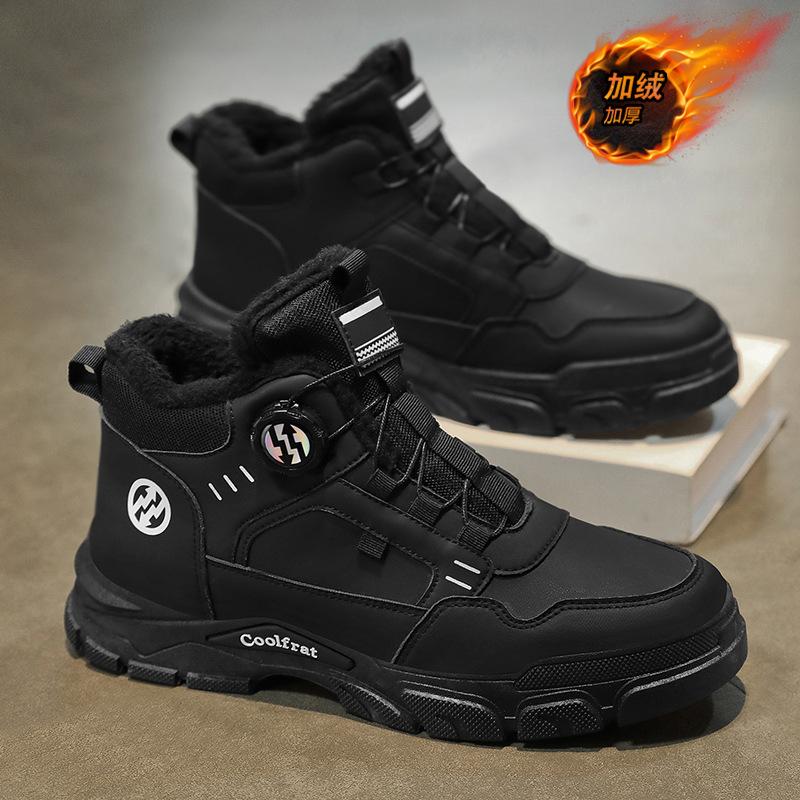 Winter Men's Shoes Velvet High-top Martin Boots Men's Retro Thickened Thermal Cotton Shoes Platform Tooling Short Boots