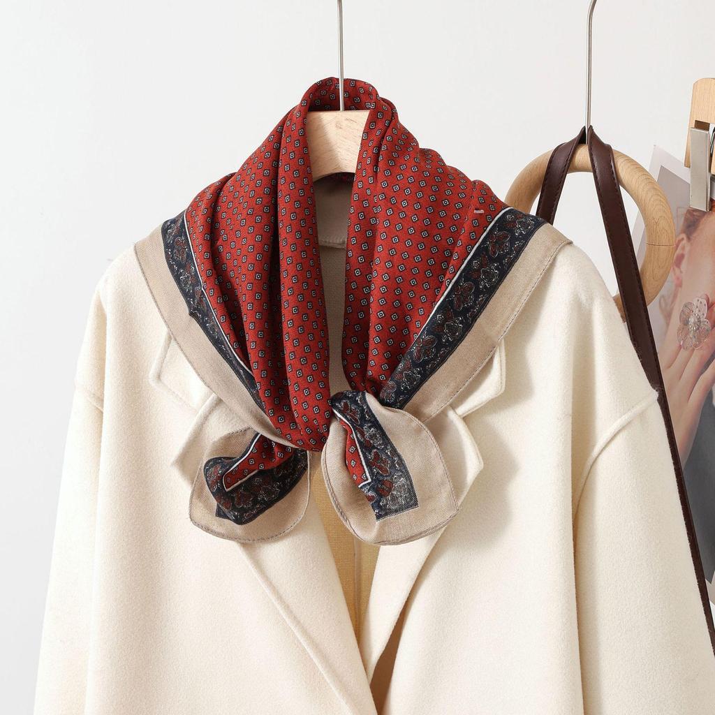 Paisley Patchwork Cotton & Linen Square Scarf for Women - Silk Neck Tie for Shirts, Suits & Waist - Spring/Summer Fashion Accessory