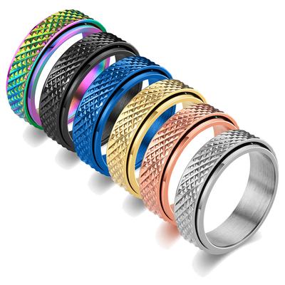 Moda 6mm Pelle di drago Spinner in acciaio inossidabile Anello di ansia per le donne Uomini Girevole Anti-stress Anello di agitazione Coppia regalo di gioielli