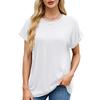 Damen S Einfarbig Rundhals Locker Kurzarm T-Shirt
