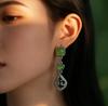 Vintage Style Drop Earrings with Geometric Pendant and Glass Stone Inset for Women Fashion Jewelry Accessories