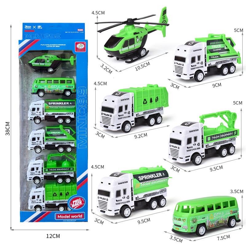 Pull-Back Engineering Vehicles Toy Set for Kids - Fire Trucks & Military Cars