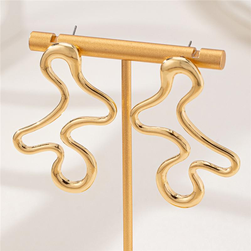 Minimalist Irregular Hollow Geometry Metal Stud Earrings Punk Statement Gold Color Earring Women'S Charm Ear Jewelry
