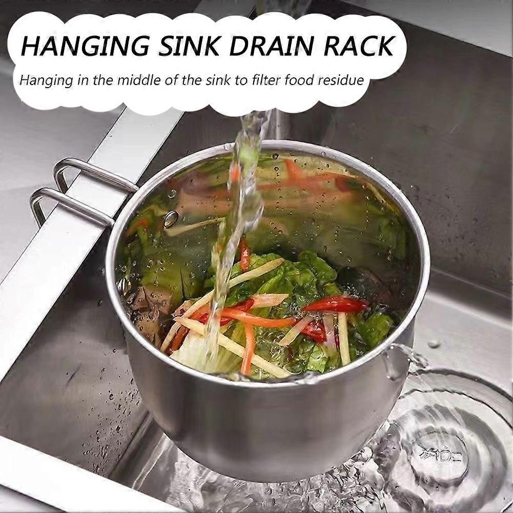 Stainless Steel Hanging Sink Strainer Anti-Clog Over-Sink Drain Basket Kitchen Accessories