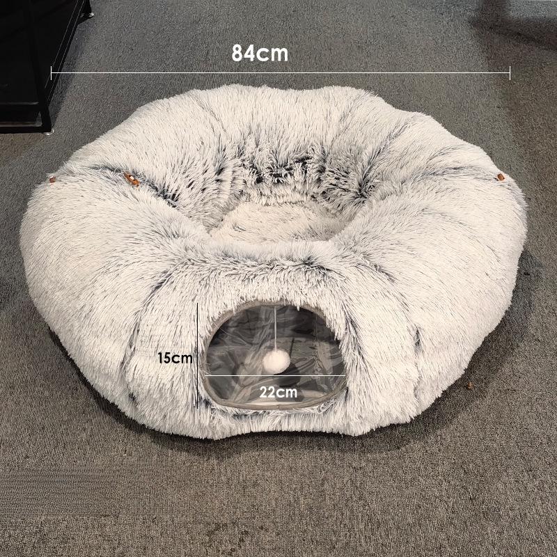 Plush Pet Cat Tunnel Interactive Play Toy Cat Bed Nest Dual Use Ferrets Rabbit Tunnels Indoor Toys House Kitten Training Toy