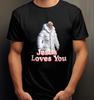 Jesus Loves You AI Pope Funny Religious T Shirt Gangster Pope Catholic Top