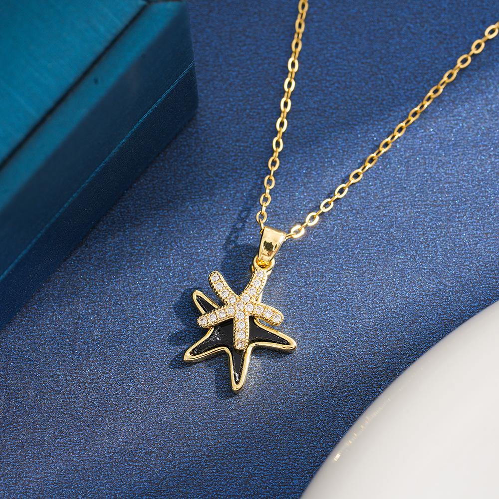 Bohemian Starfish Pearl Pendant Necklace - Three-Layer Ocean-Inspired Women s Accessory