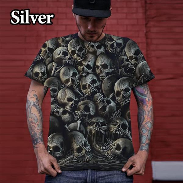 

New Design Cool Street Hip-hop 3D Printed T-shirt Personality Skull Top XXXL чорний