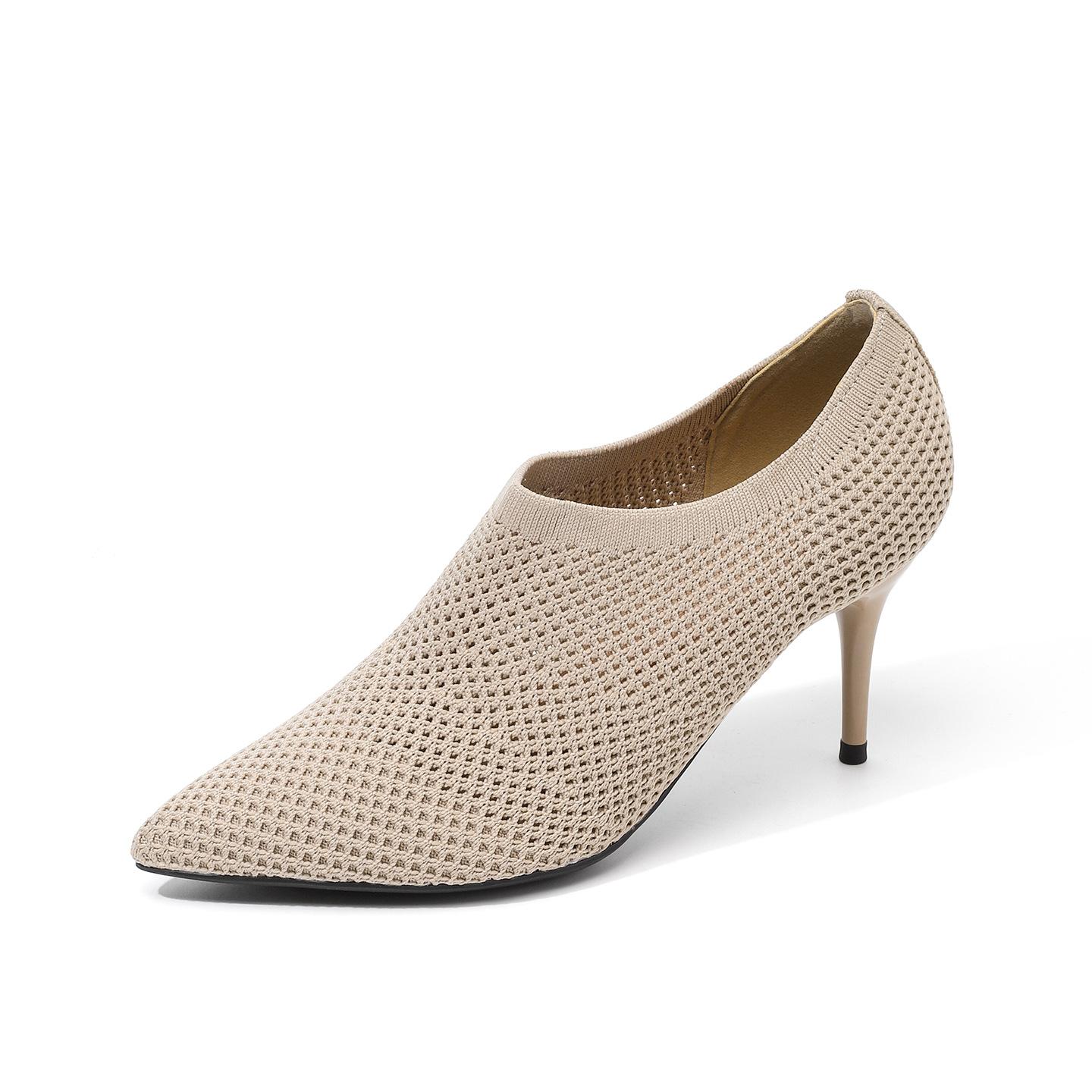 

Kitten Heels for Women Pumps Dress Shoes Knitted High Heel Pumps Non-Slip Pointed Toe Wedding Party Prom Office Work Shoes Women s Stiletto Heel Shoes 43