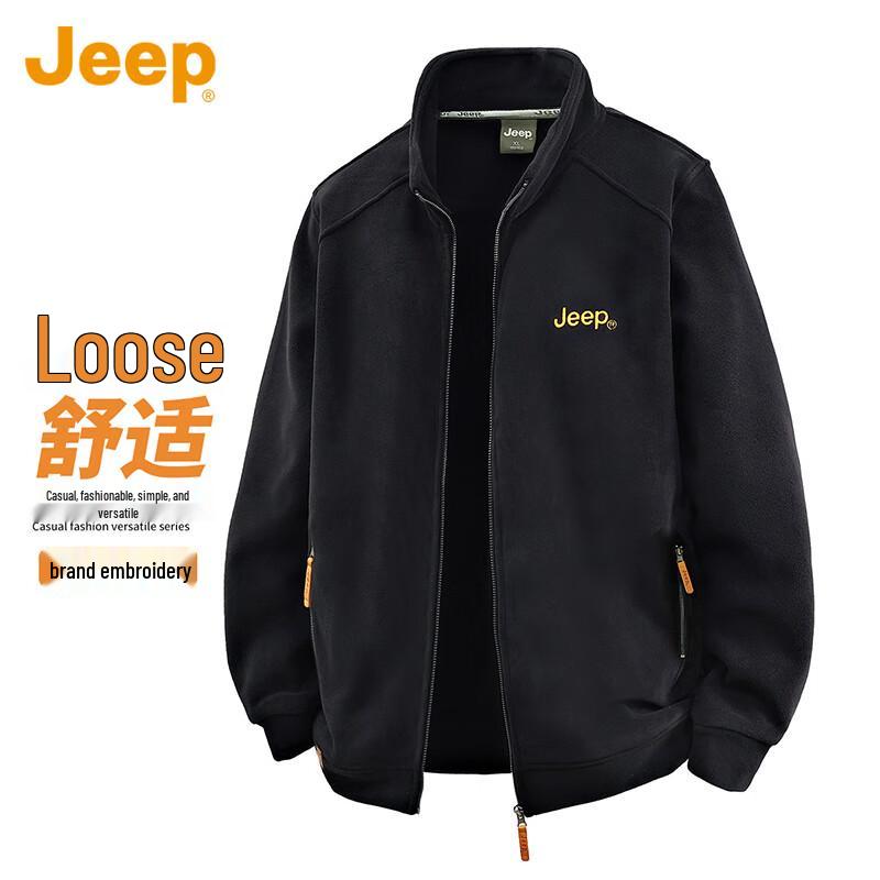 JEEP Men s Stand-Collar Fleece Casual Jacket 4XL