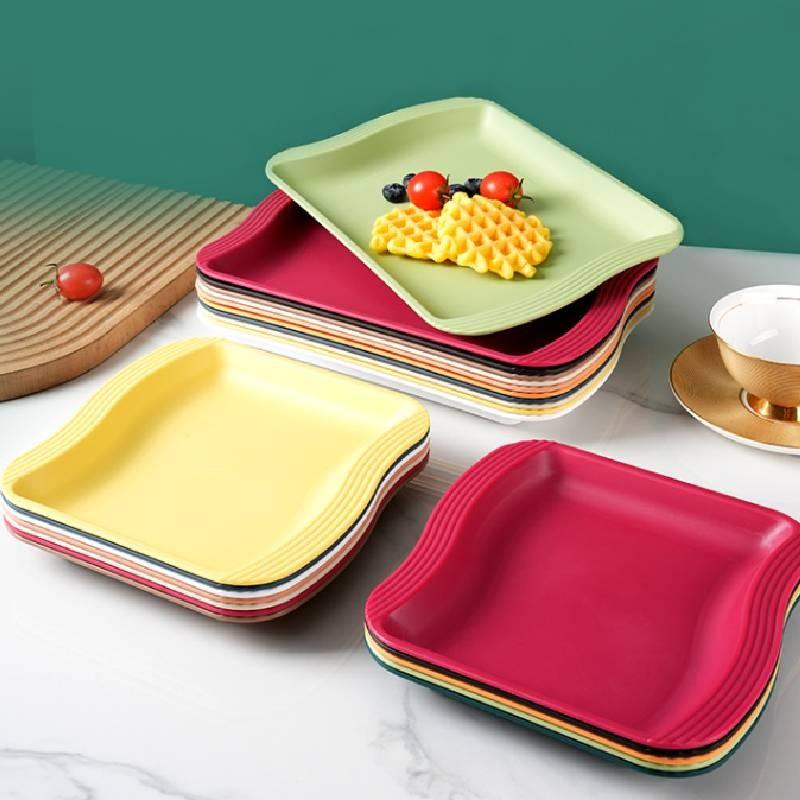 Plates Square Dessert Shape Twist Wave Dinner Serving Plates Restaurant Kitchen
