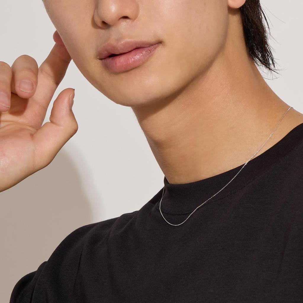 Lala Christie Platinum Chain Necklace, Pt850, Azuki Bean, 0.75mm Wide, Approx. 1.43g, Up to 45cm, Adjustable Length, lc97-0062