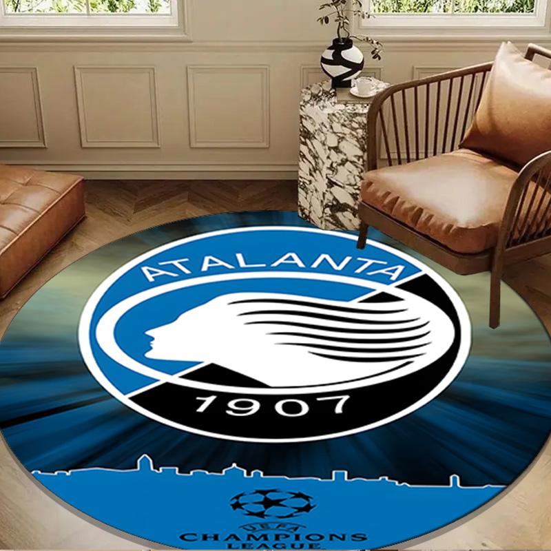 1PC Football Atalanta League Round Rug for Livingroom,Bedroom, Palyroom, Chair Rug, Area Rug, Circle Carpet, Large Size Fan Christmas Gift