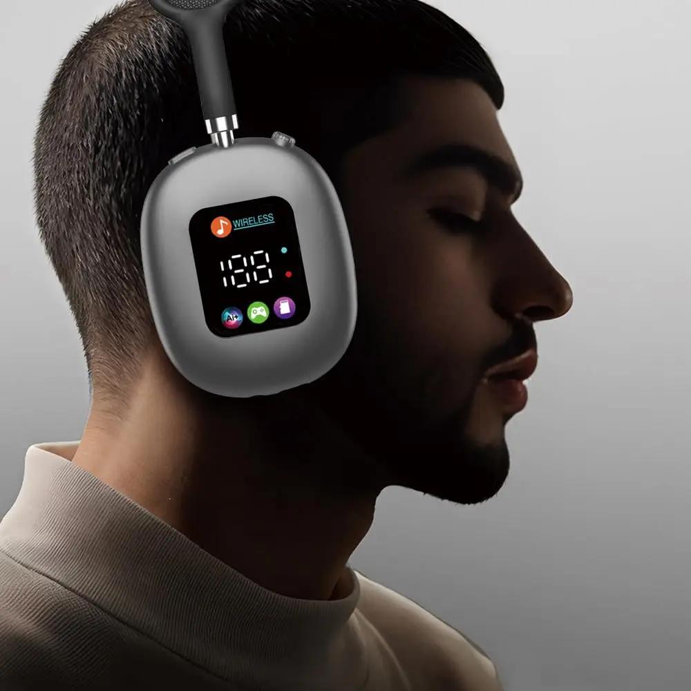 Head-mounted Touch Screen Earphones Digital Display Screen Noise Cancellation Casque Bluetooth Headphones