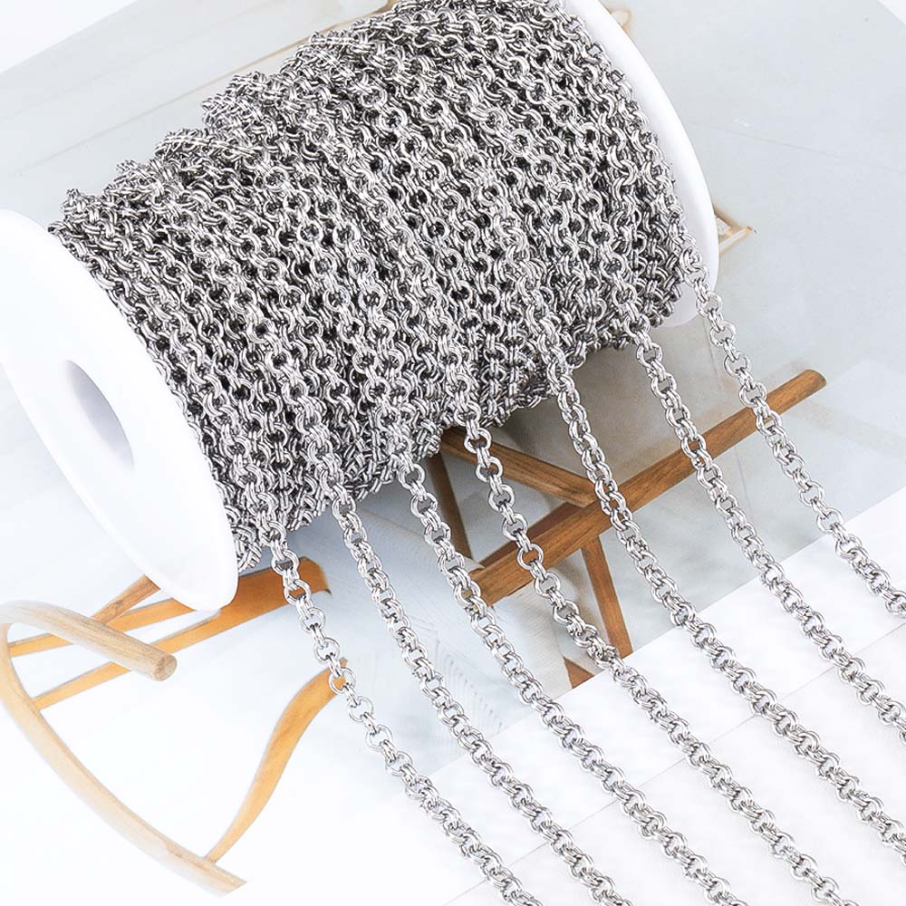 No Fade 1meter Stainless Steel Thin Flat Link Chain Gold&Silver Color Chain for DIY Necklaces Bracelet Jewelry Making Wholesale
