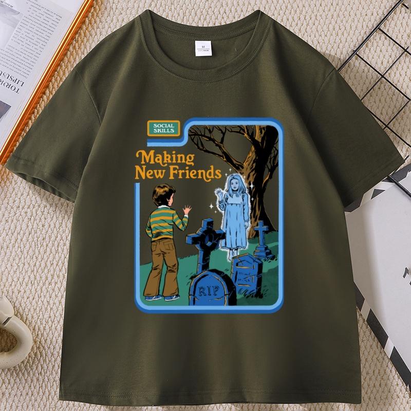 Social Skills Making New WOMEN Friends TShirts Hip Hop Breathable Tops Cotton Short Sleeve Casual T Shirt Oversized Streetwear