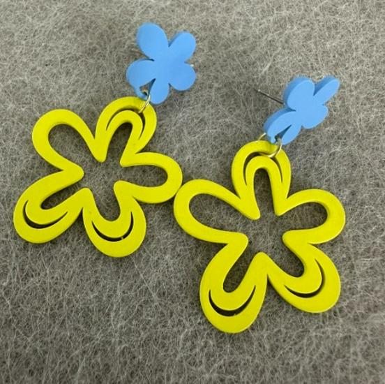 Colorful Bohemian Tassel Flower Stud Earrings - Exaggerated Summer Vacation Style