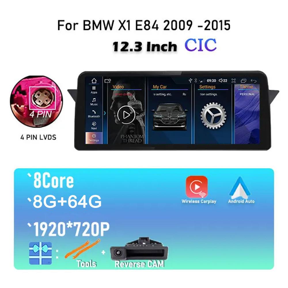 For BMW X1 E84 2009 - 2015 12.3 Inch iDrive / CIC System Android 14 IPS Car Radio Stereo Video Player Multimedia GPS Navigation