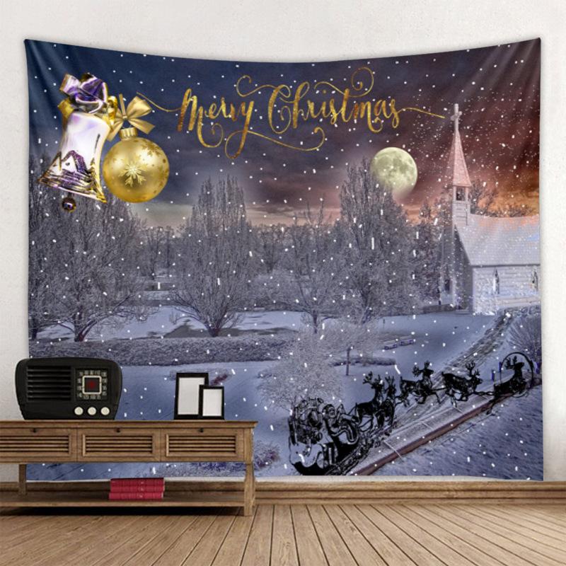 Christmas Tapestry Winter Snowman New Year Background Wall Hanging Decoration Fireplace Stockings Gifts Hanging Cloth