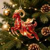 Indoor Holiday Tree Ornaments Galloping Goat Hanging Ornament, 2D Flat Acrylic Pendant, New Year Lightweight Pendants Decoration for Christmas