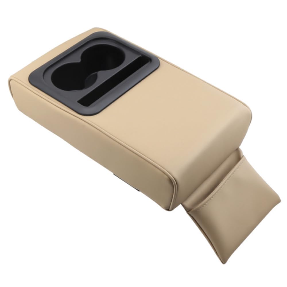 

Seizar Car Console Center Armrest with Cup Holder and Easy for Driving Armrest, Box, Console, Pockets, Installation, (Beige)