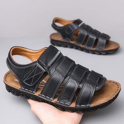 Fashionable Summer New Outdoor Anti Slip Water Wading Genuine Leather Sandals High-quality Men Comfortable Soft Bottom Slippers